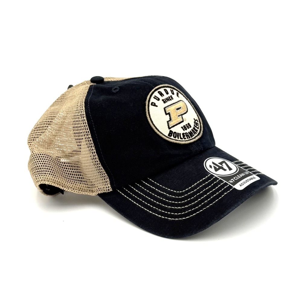Purdue Boilermakers '47 Brand Clean Up Trucker Snapback Hat Black Gold NEW